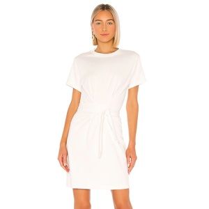 Vince Short Sleeve Waist Tie Dress in Off White